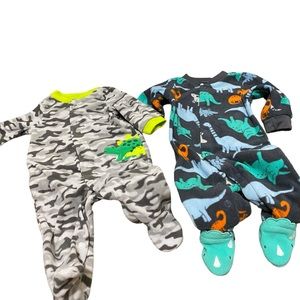 two dinosaur footed pajamas (newborn)